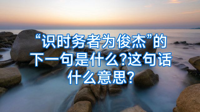 “识时务者为俊杰”的下一句是什么?这句话什么意思?
