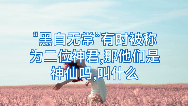 “黑白无常”有时被称为二位神君,那他们是神仙吗,叫什么
