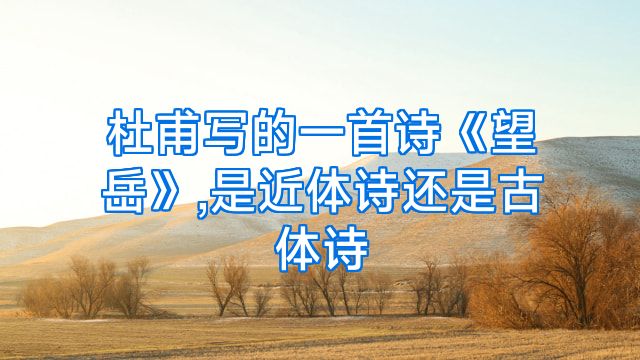 杜甫写的一首诗《望岳》,是近体诗还是古体诗