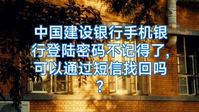 中国建设银行手机银行登陆密码不记得了,可以通过短信找回吗?