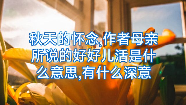 秋天的怀念,作者母亲所说的好好儿活是什么意思,有什么深意