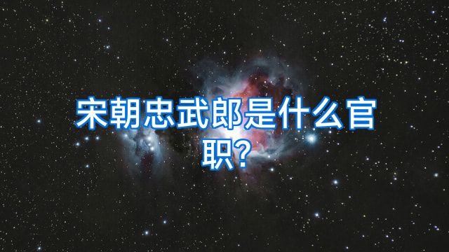 宋朝忠武郎是什么官职?