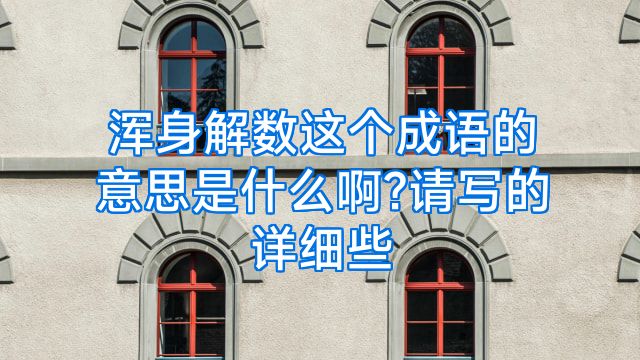 浑身解数这个成语的意思是什么啊?请写的详细些