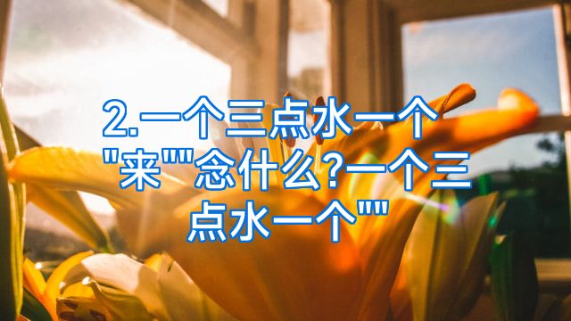 2.一个三点水一个