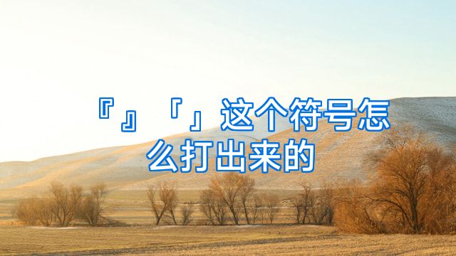 『』「」这个符号怎么打出来的