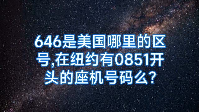 646是美国哪里的区号,在纽约有0851开头的座机号码么?