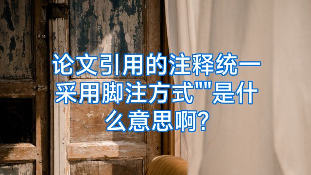 论文引用的注释统一采用脚注方式