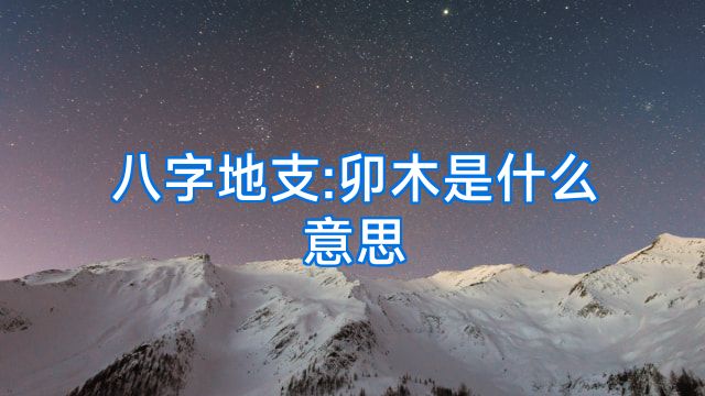 八字地支:卯木是什么意思